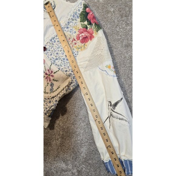 OOAK Magnolia Boho Indie Jacket Upcycle VTG Flour Sack Oversized Short L - XL - Picture 13 of 16